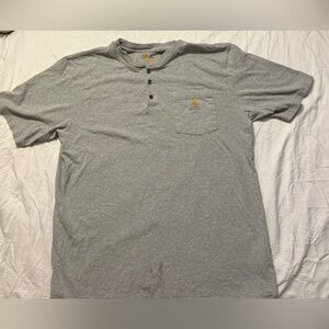 Carhartt Men’s Henley Short Sleeve Large Tall Pocket T Shirt Grey Original Fit